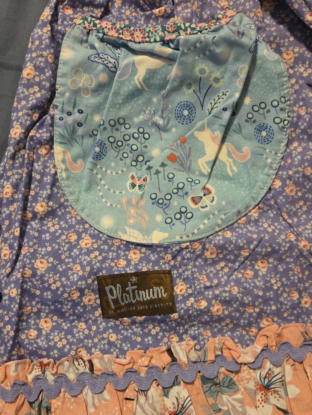 Matilda Jane Platinum Girls' Floral Peasant Dress with Contrast Pockets - Purple - Picture 4 of 4
